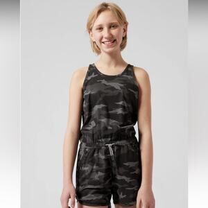 Athleta Girl On the Go Romper Size XS / 6 Black and Grey Camo